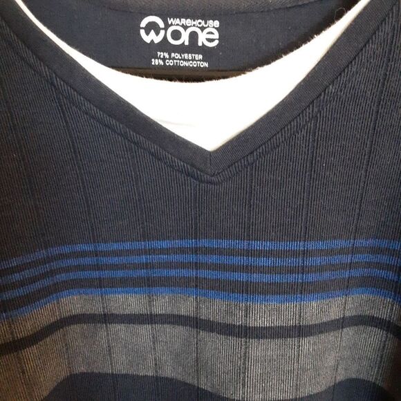 WAREHOUSE ONE Sweater Layered Look V-Neck Tee Ribbed Size XL - Picture 9 of 13